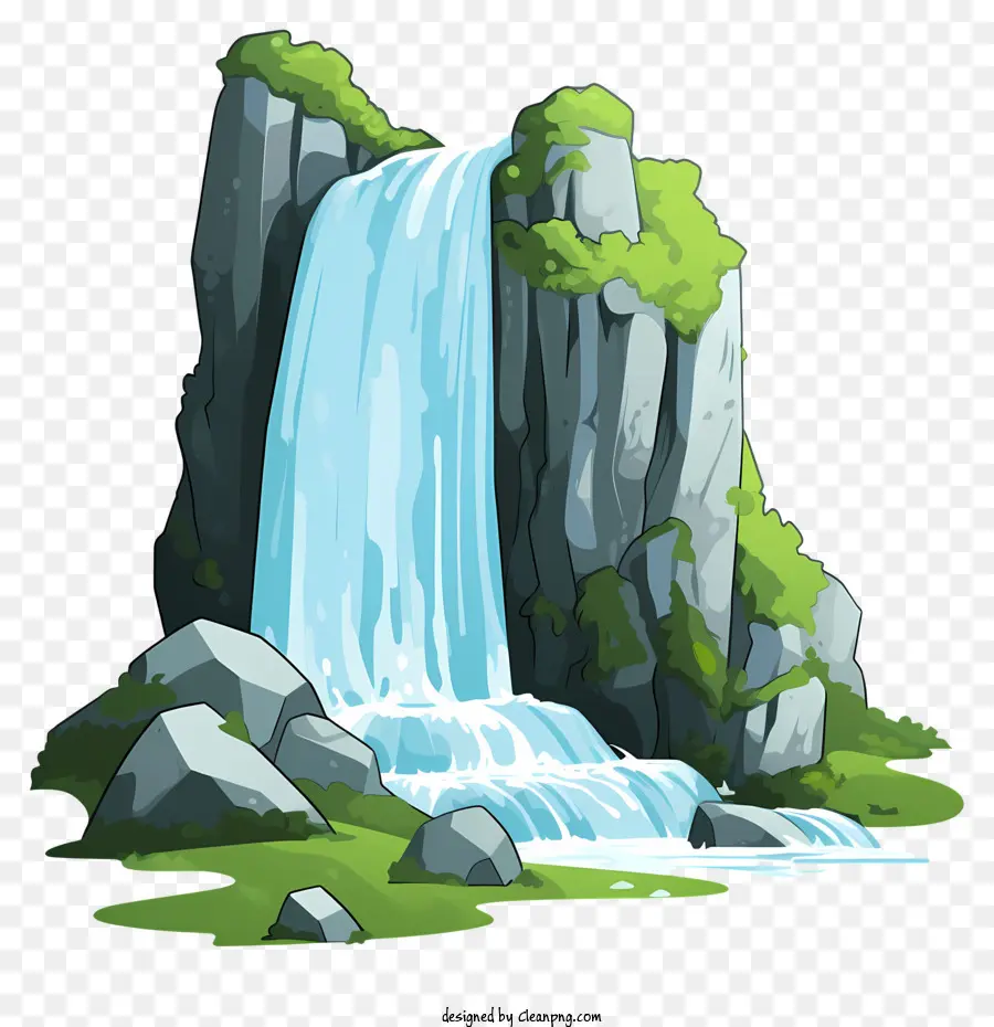 Cascade Dessinée à La Main，Cascade PNG