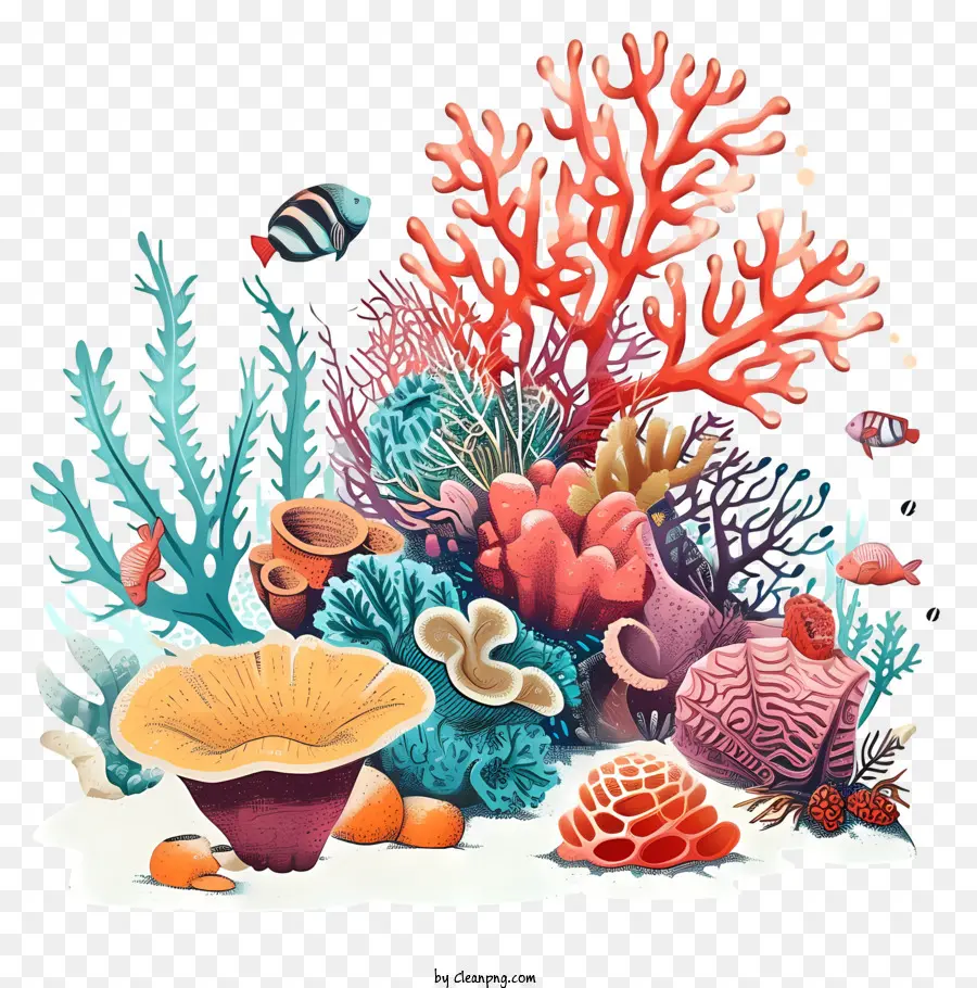 Récif Corallien Dessiné à La Main，Le Récif De Corail PNG