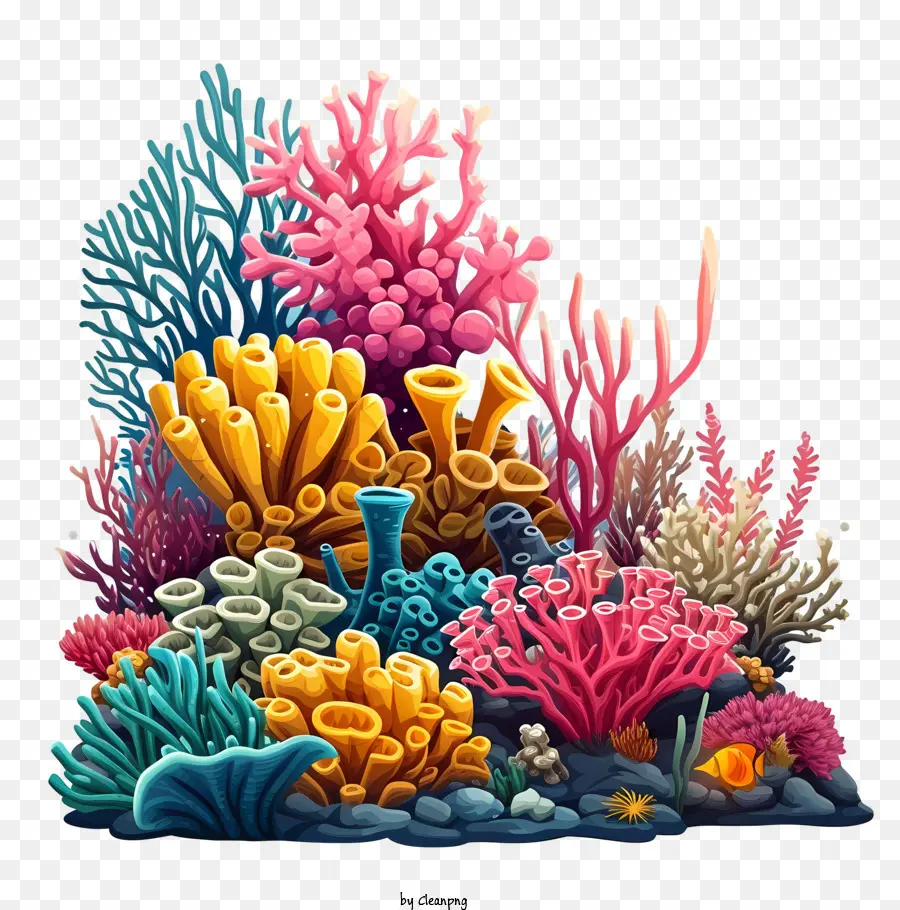 Art Vectoriel Simpliste Des Récifs Coralliens，Peinture De Récif Corallien PNG