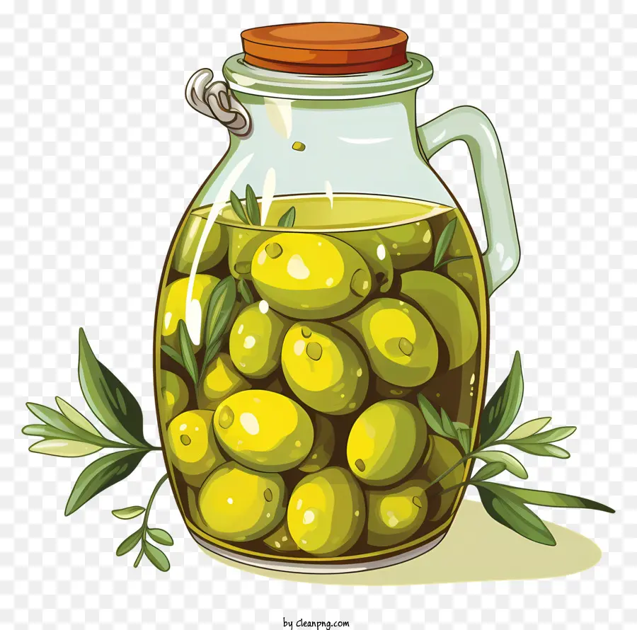 Olives Vertes De Style Doodle En Pot，Olives Vertes PNG