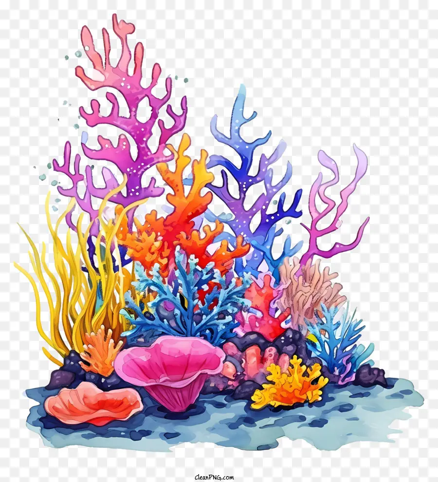 Réef Corallien Aquarelle，Le Récif De Corail PNG