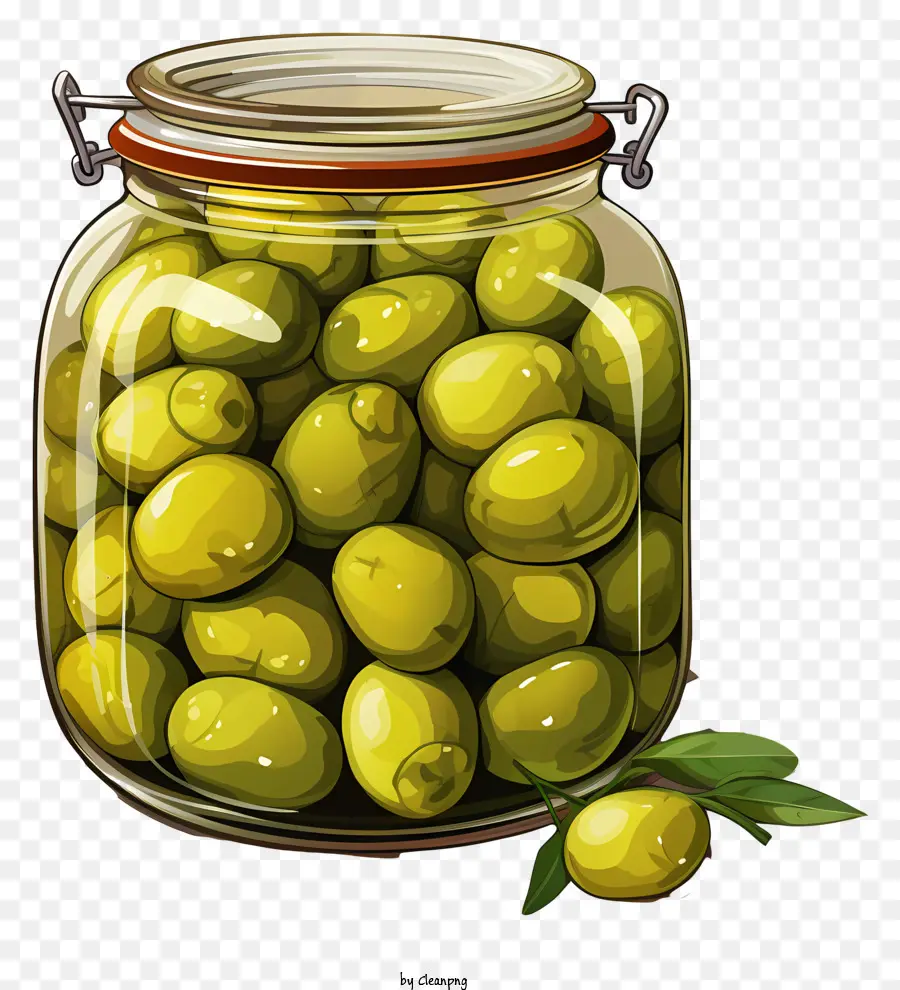 Style Doodle Olives Vertes En Pot，Pot D'olives PNG