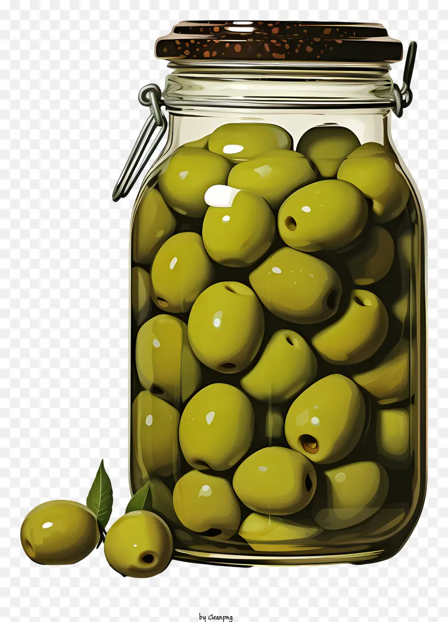 Olives Vertes Tirées à La Main Dans Le Pot，Olives Vertes PNG