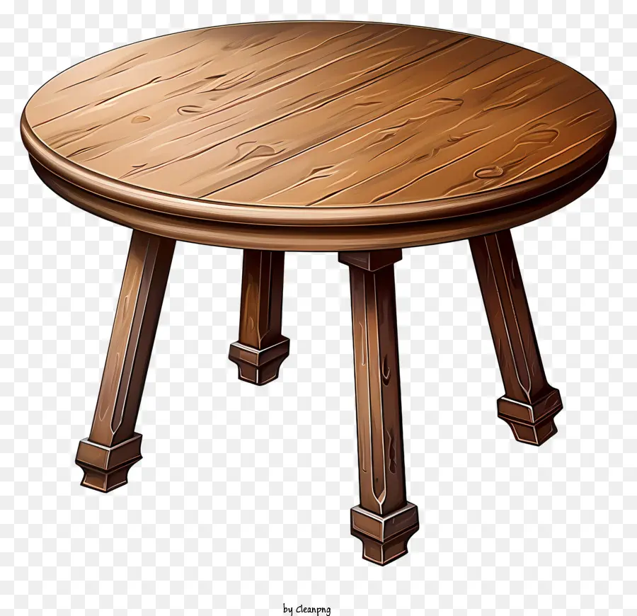 Table Ronde En Bois Dessinée à La Main，Table Ronde PNG