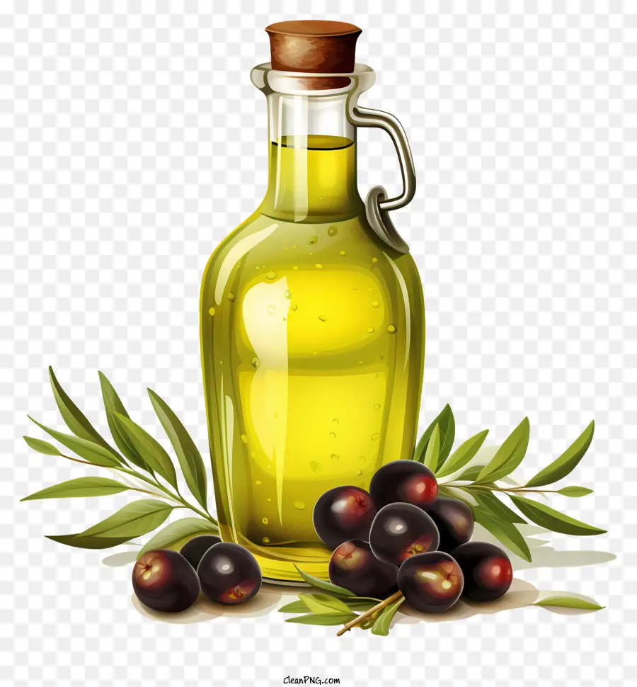 Huile D'olive De Style Croquis，Bouteille D'huile PNG