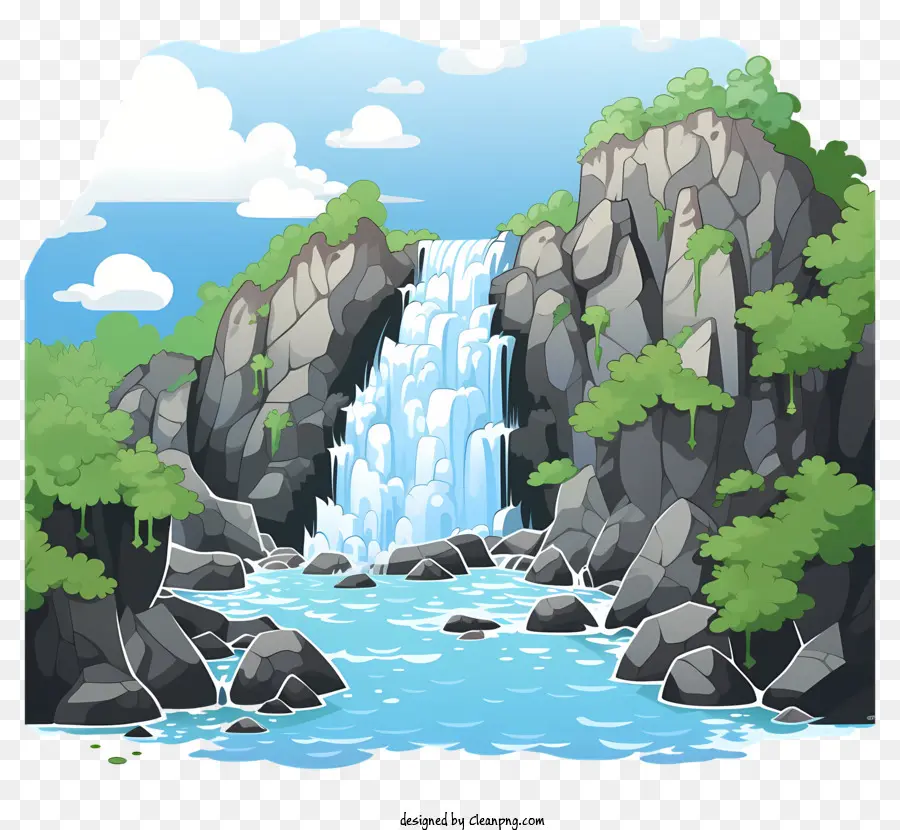 Cascade De Style Doodle，Chute D'eau PNG