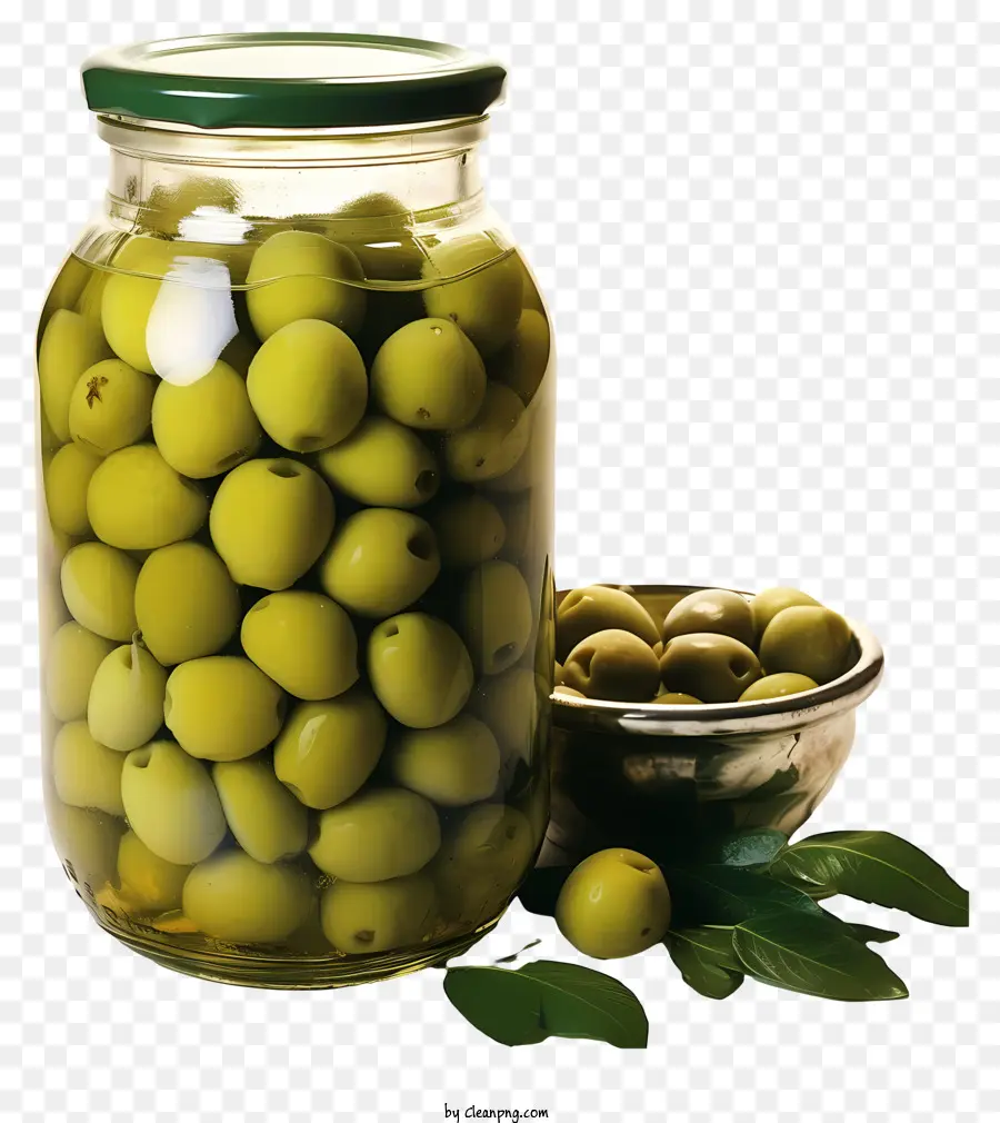 Olives Vertes Aquarelles Dans Le Pot，Olives PNG