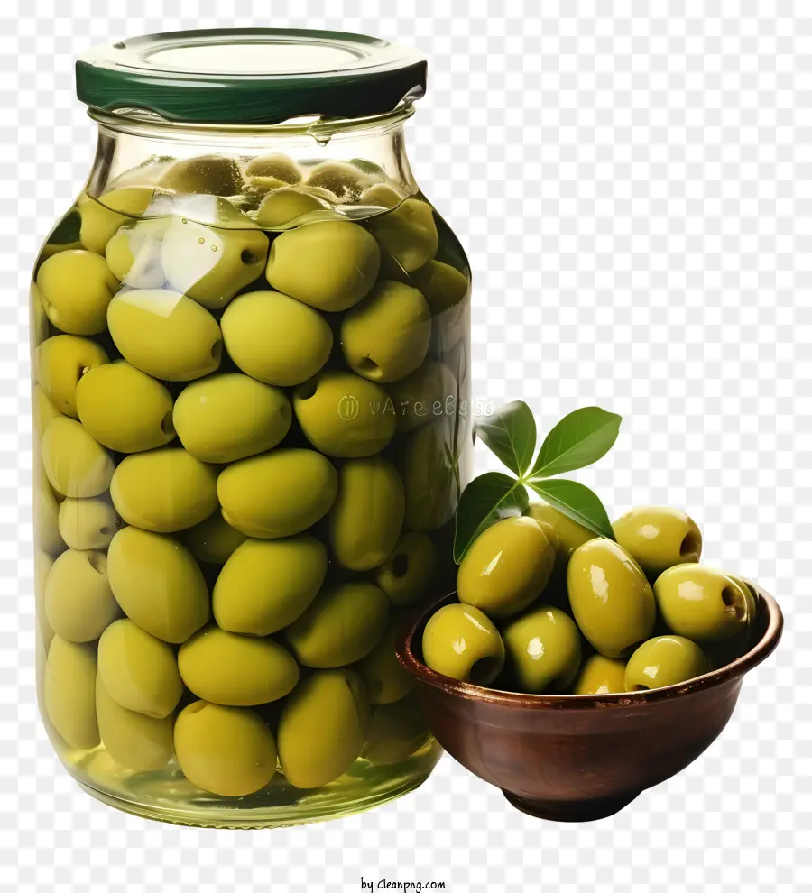 Aquarelle Olives Vertes En Pot，Pots D'olives PNG