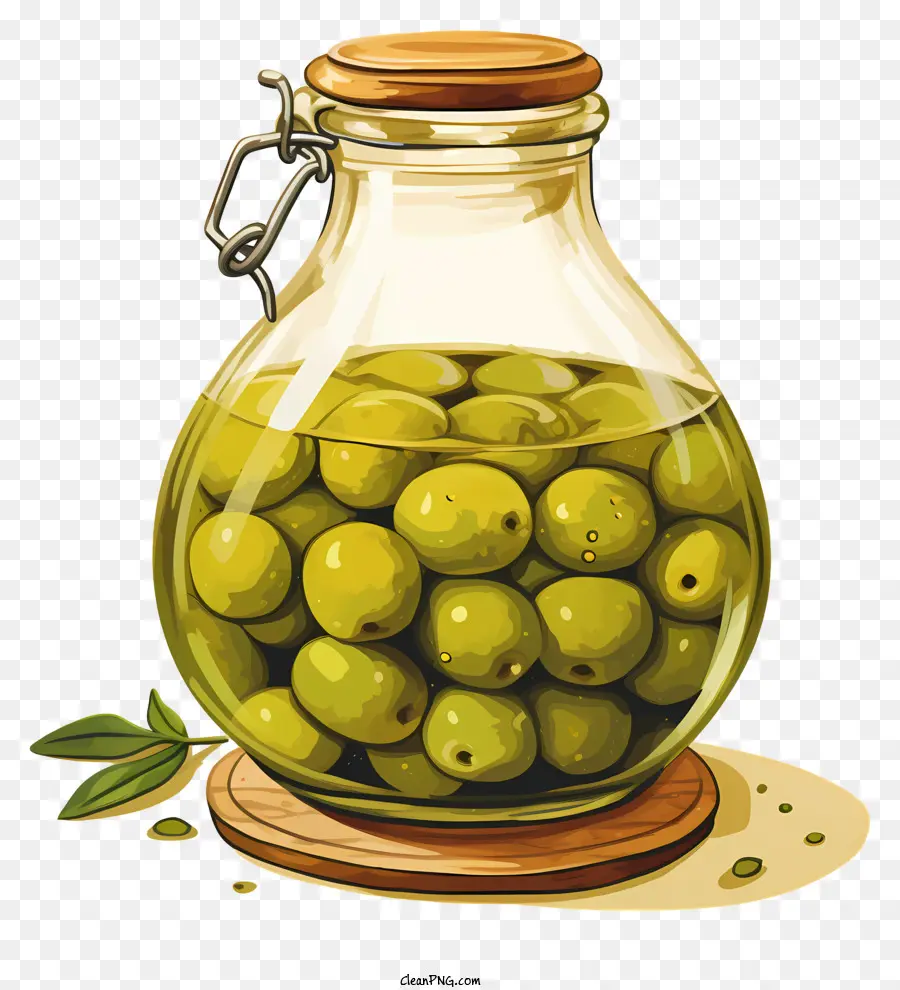 Olives Vertes Tirées à La Main Dans Le Pot，Olives Vertes PNG