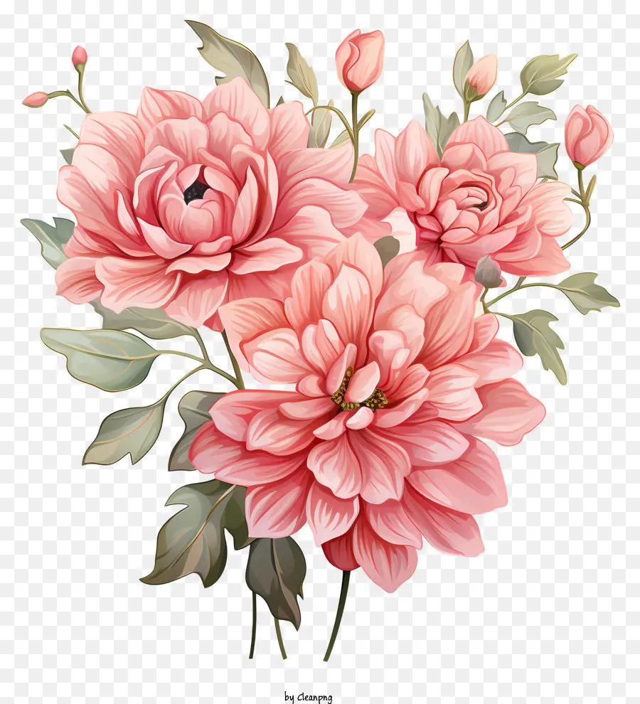 Fleur Rose De Style Sketch，Fleurs Roses PNG