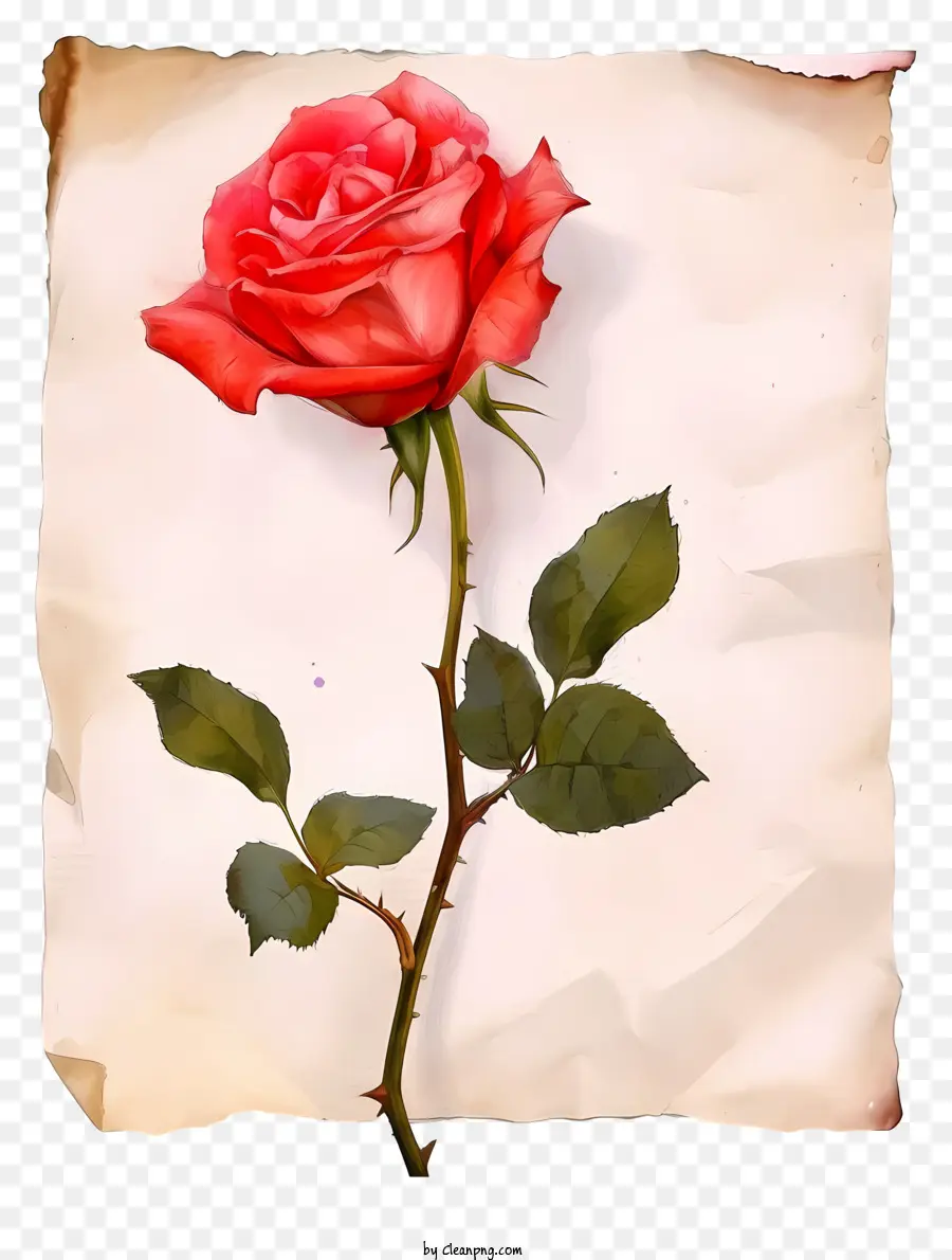 Rose Et Papier Aquarelle，Rose Rouge PNG