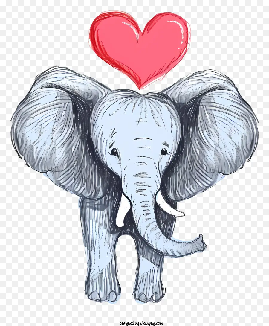 Éléphant De La Saint Valentin Dessiné à La Main，L'éléphant PNG