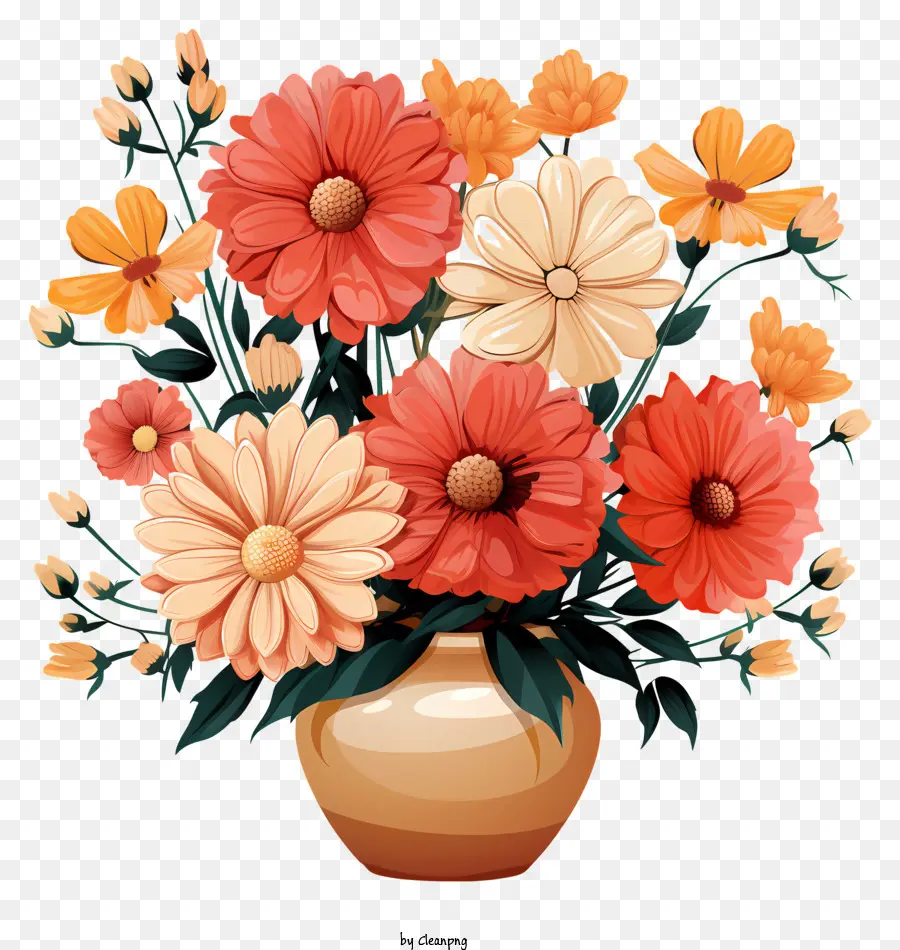 Fleur Dessinée à La Main Dans Du Vase，Vase PNG