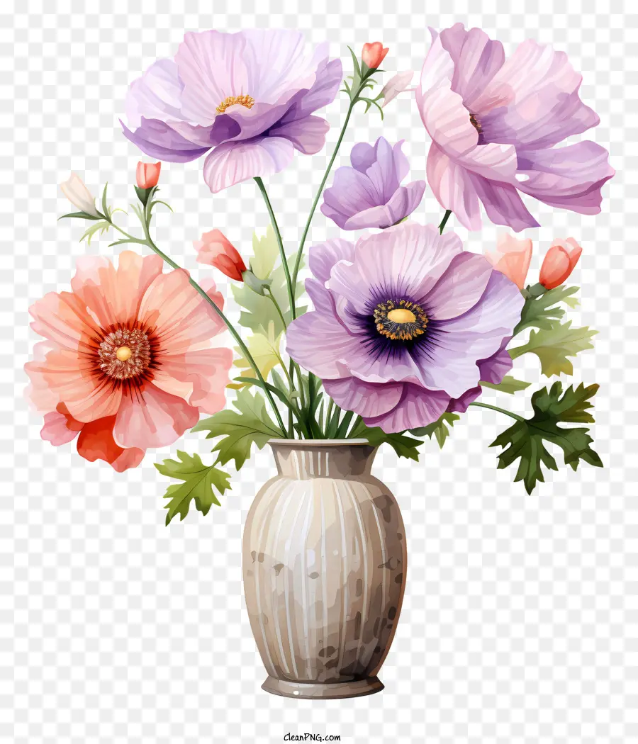 Fleur Aquarelle En Vase，Vase PNG