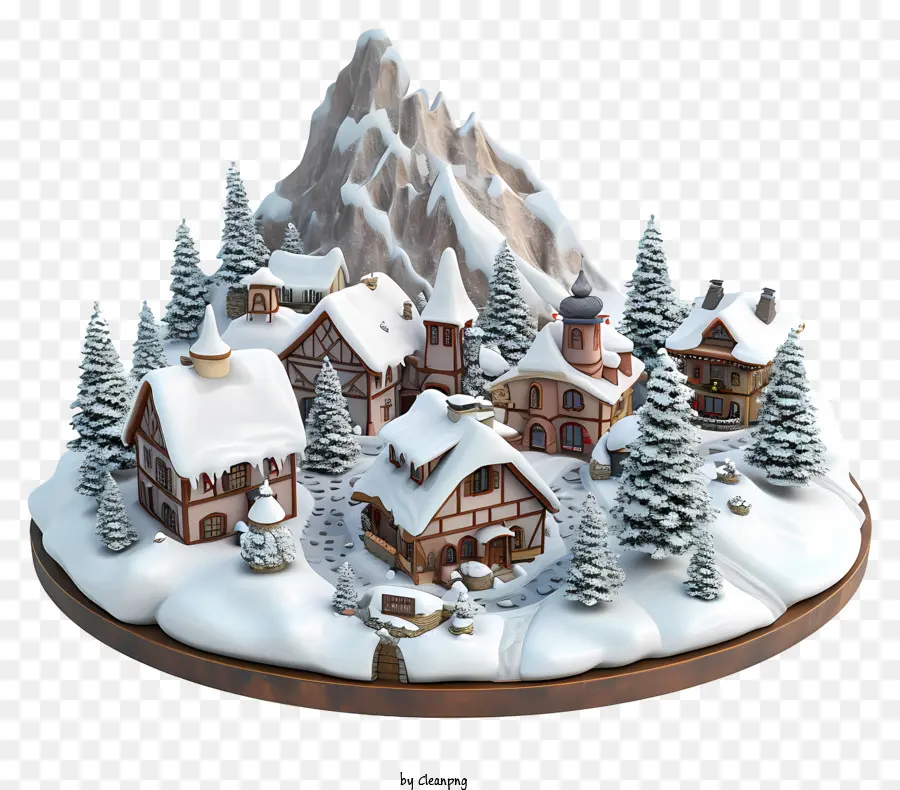 Village De Montagne D'hiver，Le Village D'hiver PNG