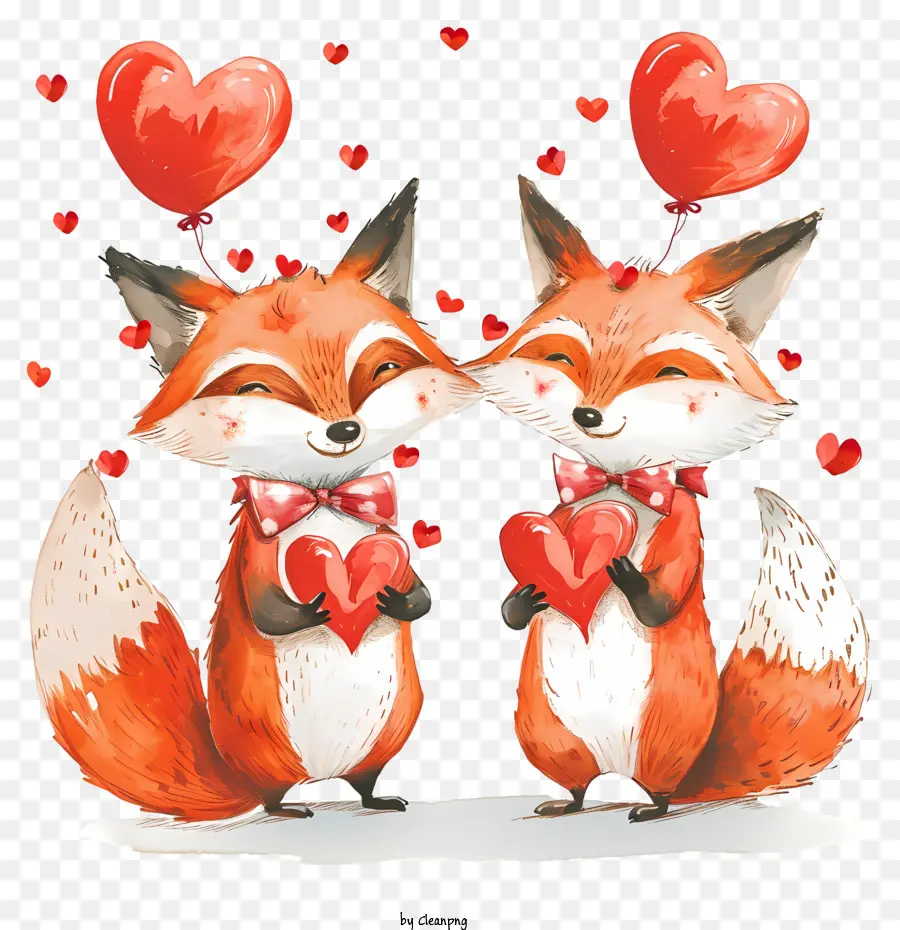 Valentine Fox，Foxes Mignons PNG