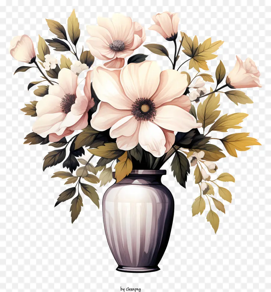 Fleur Dessinée à La Main Dans Un Vase，Fleurs Colorées PNG