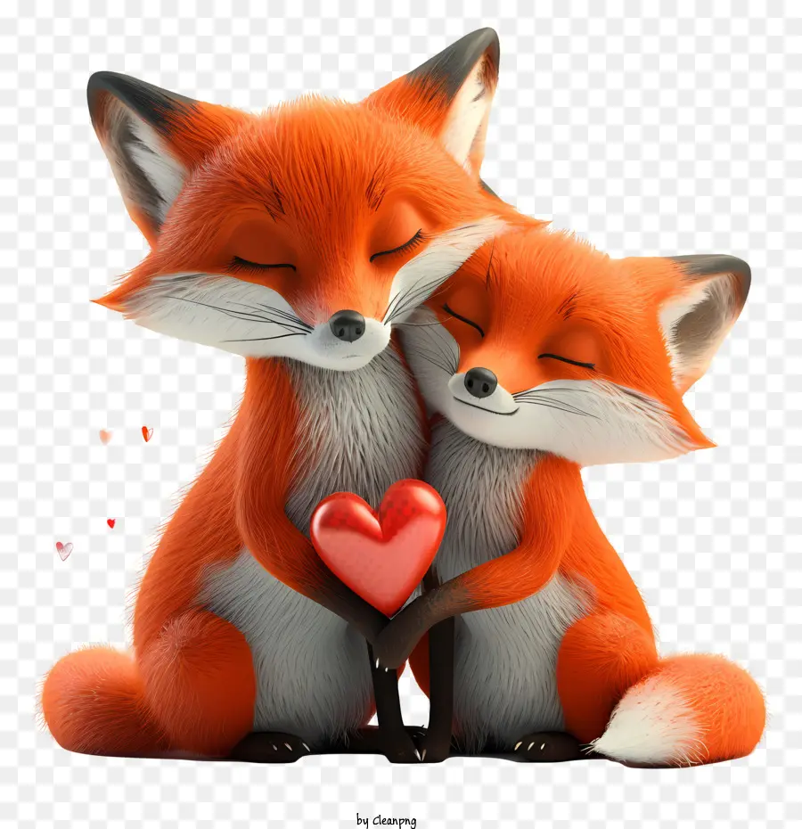 Renard De La Saint Valentin，Couple De Renards PNG