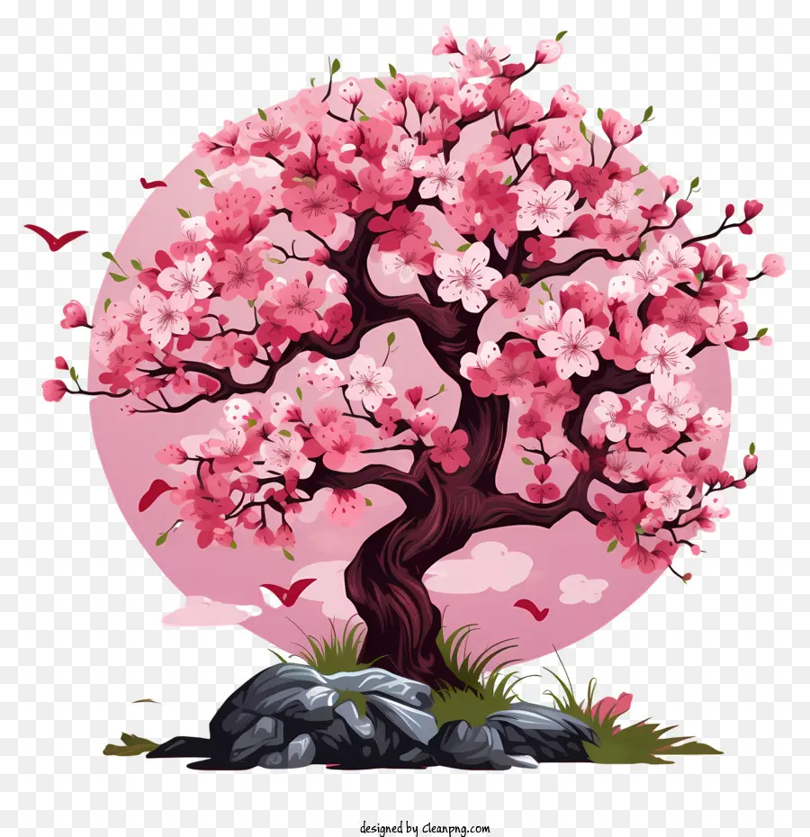Arbre De Fleur De Cerisier De Style Sketch，Sakura Arbre PNG