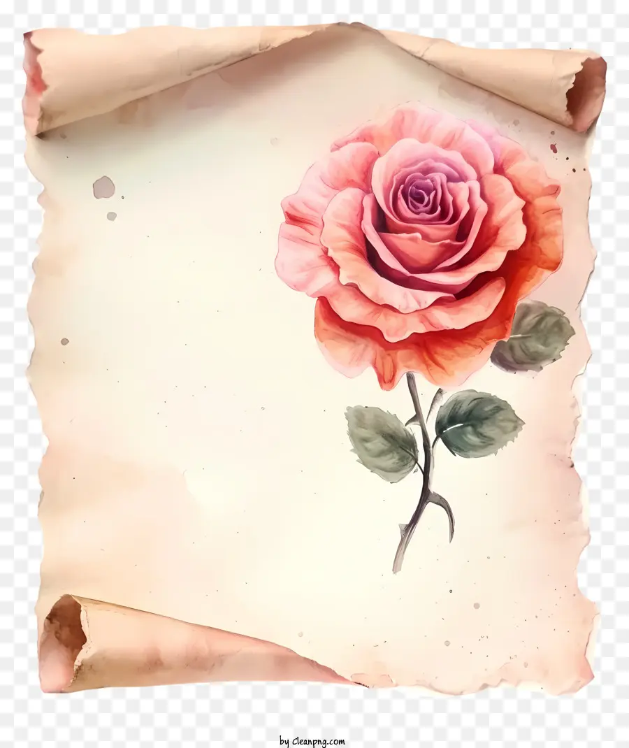 Rose Et Papier Aquarelle，De Remise En Forme PNG