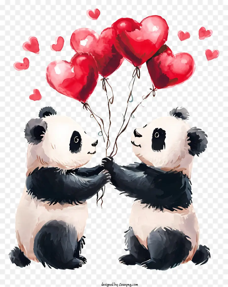 Panda Saint Valentin，Les Pandas PNG