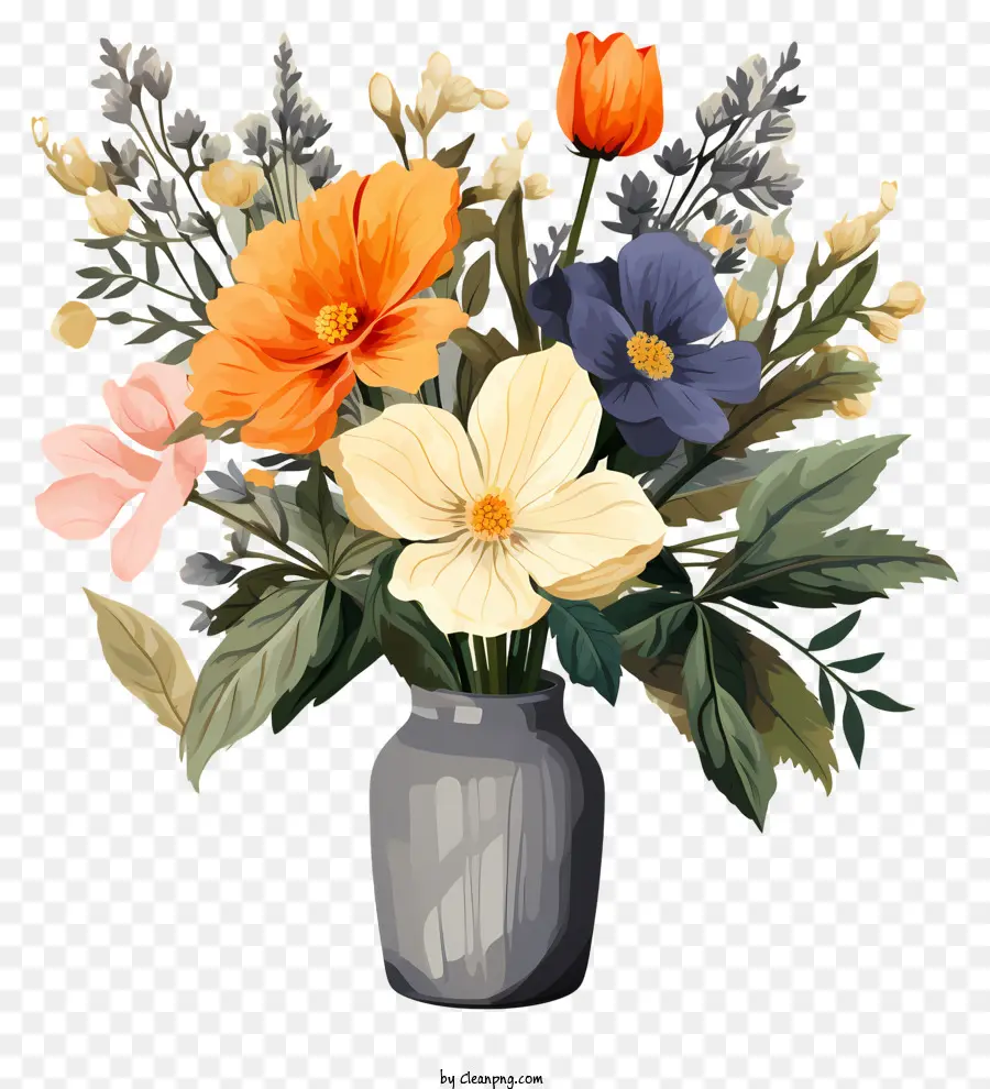 Fleur De Style Croquis En Vase，Vase De Fleurs PNG