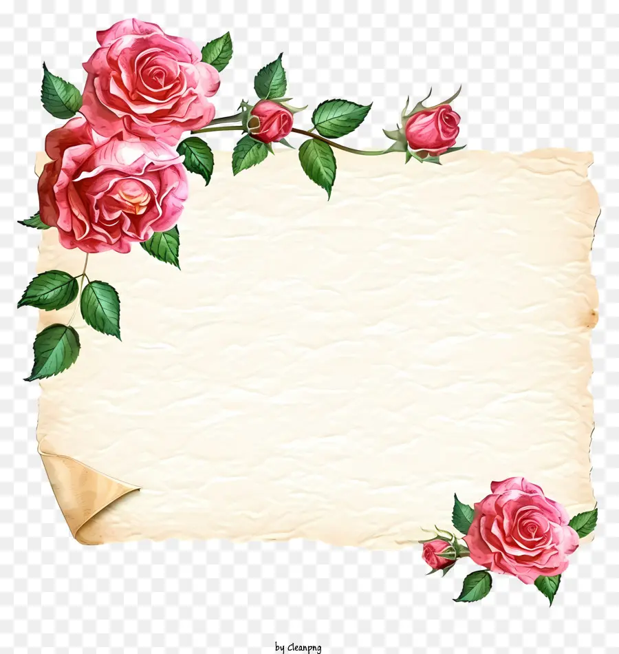 Papier à Lettres De Rose，Vintage Papier PNG