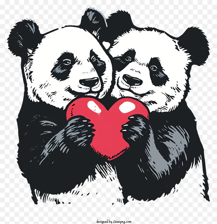 Panda De La Saint Valentin，Pandas Avec Coeur PNG