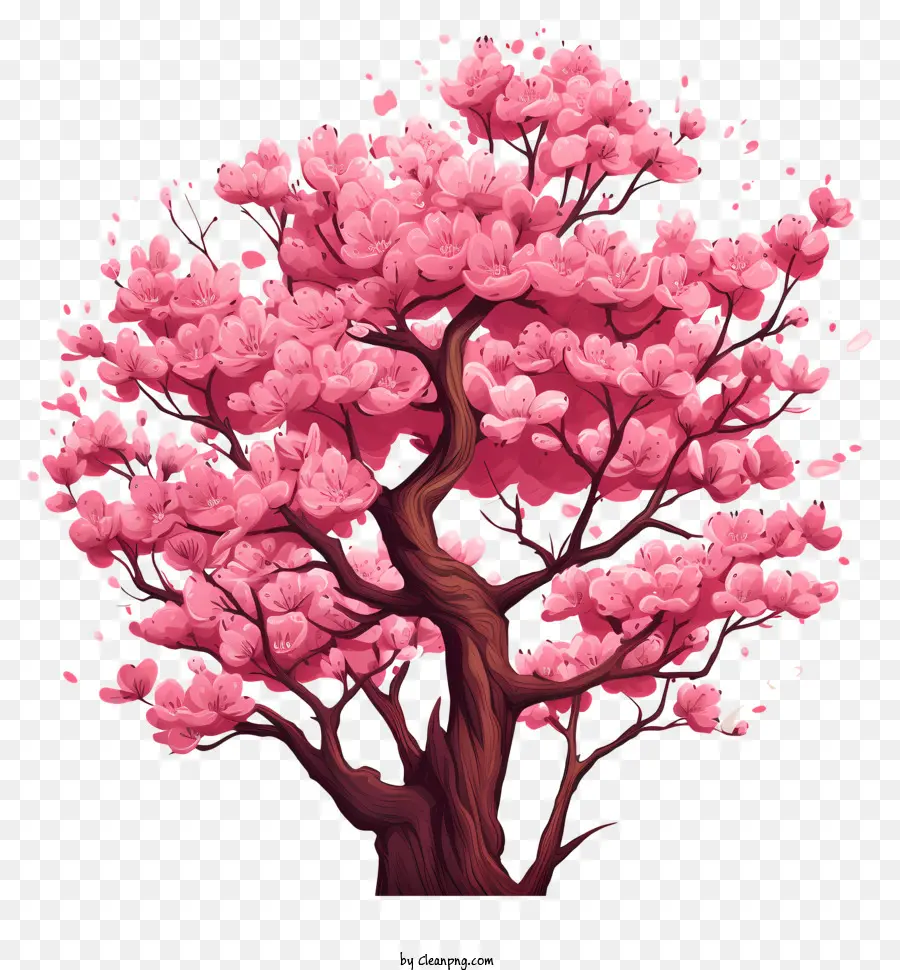 Arbre De Fleurs De Cerisier De Style Doodle，Arbre En Fleurs PNG