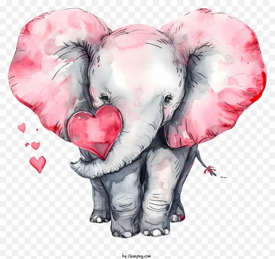 Aquarelle Elephant De La Saint Valentin，Elephant Peinture PNG