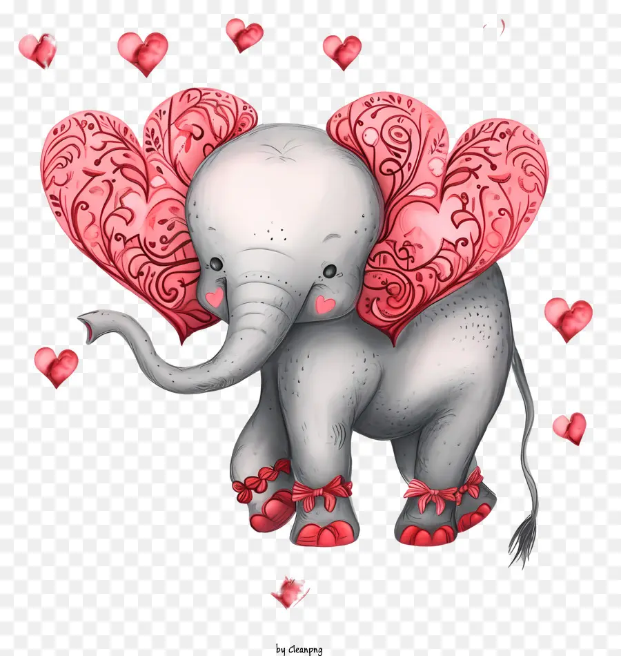 Elephant De La Saint Valentin Illustrer，Mignon éléphant PNG