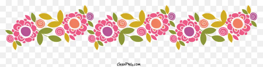 Bordure Fleurie，Fleurs Roses PNG