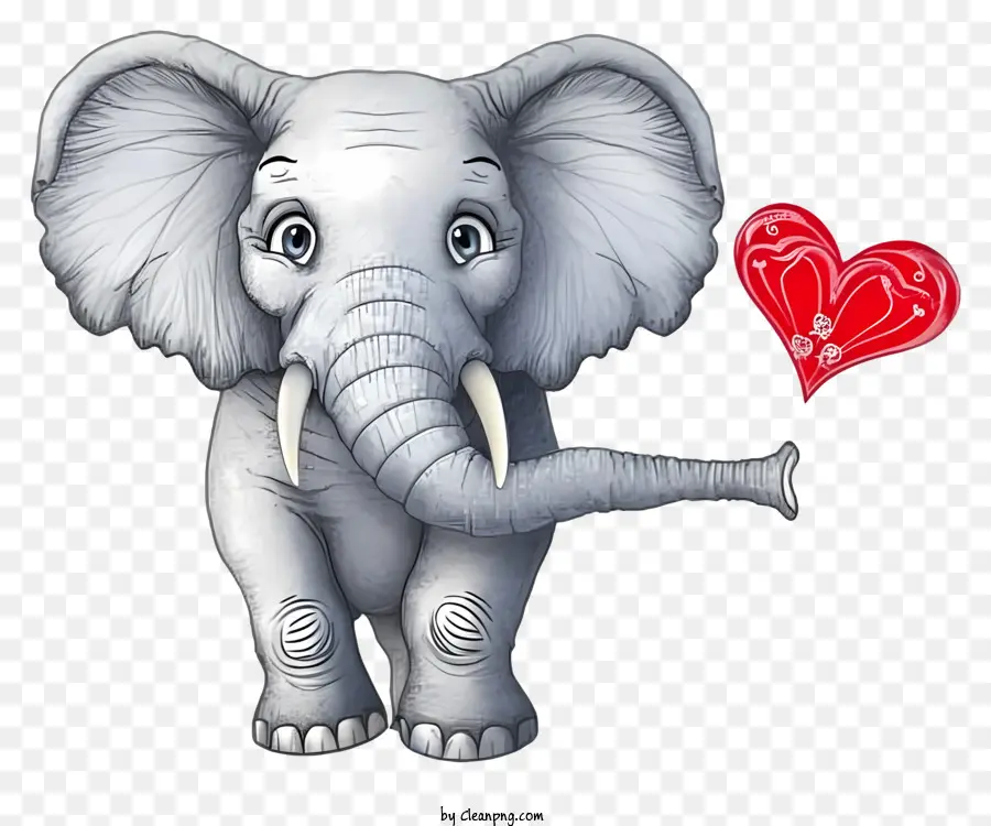 Éléphant De La Saint Valentin Réaliste，L'Éléphant De Bande Dessinée PNG