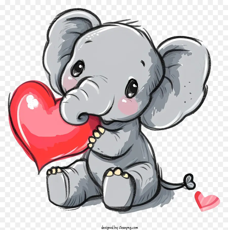 Dessin Animé Valentine Elephant，Mignon éléphant PNG