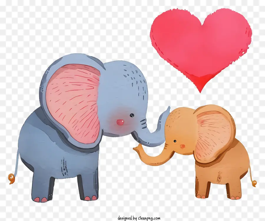 Éléphant Plat De La Saint Valentin，L'Éléphant De Bande Dessinée PNG