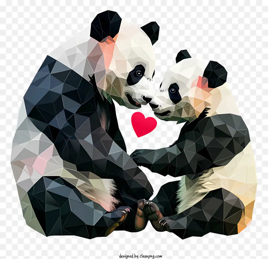 Panda Saint Valentin，Les Pandas PNG