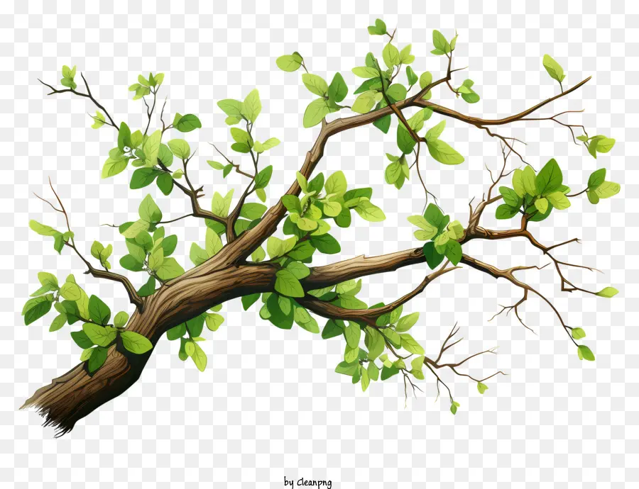 Branche D'arbre Aquarelle，Branche Verte PNG