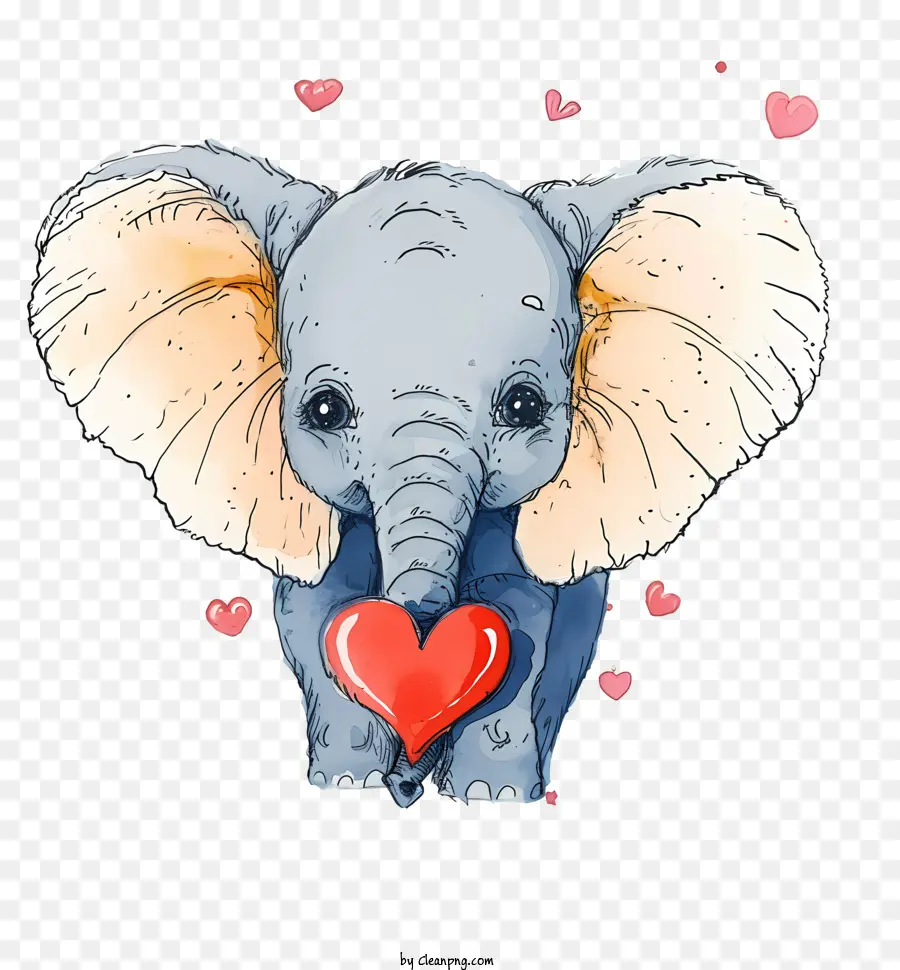 Éléphant De Saint Valentin Aquarelle，Éléphant PNG