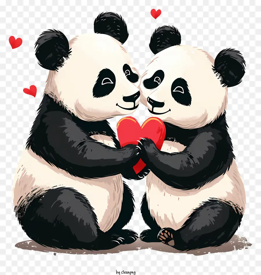 Panda Saint Valentin，Les Pandas PNG