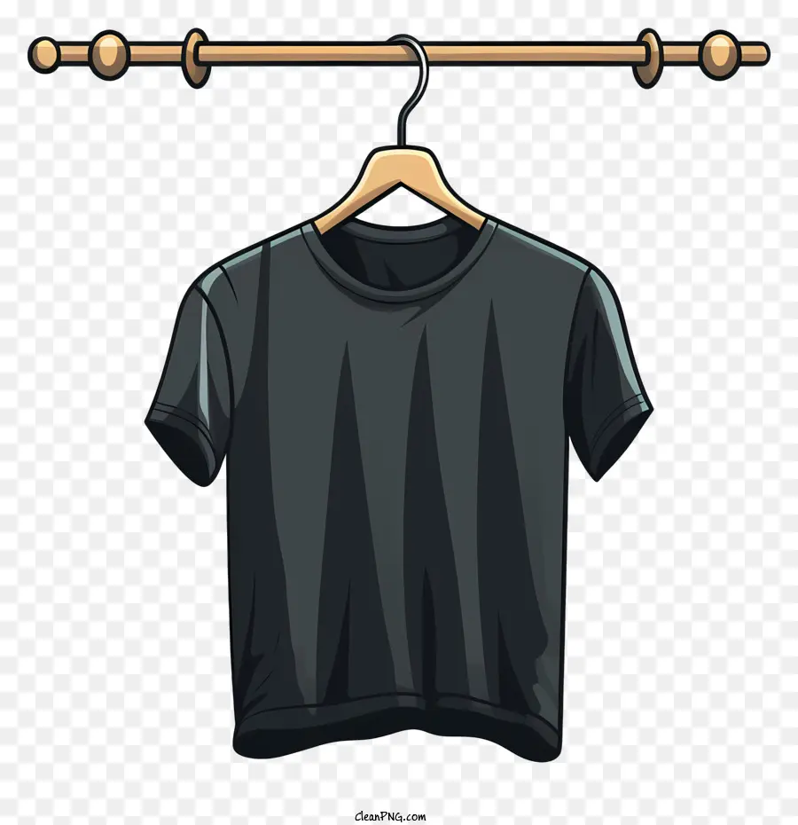 T Shirt Noir De Style à La Main Sur Le Cintre En Tissu，Tshirt PNG