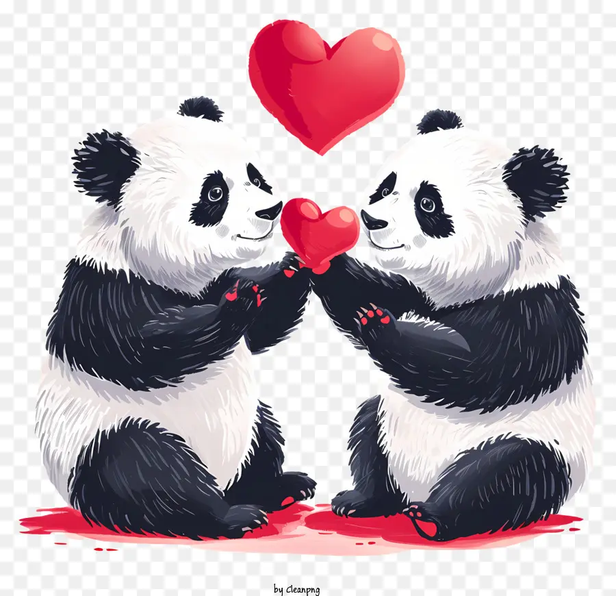 Panda Saint Valentin，Panda Bears PNG