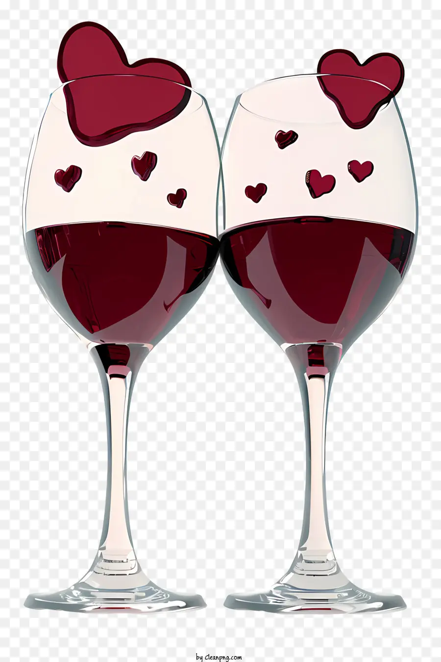 Verres à Vin 3d Valentine Réalistes，Vin Rouge PNG