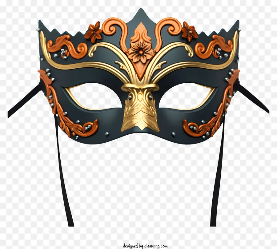 Masque De Mascarade Dessinée à La Main，Masque Noir Et Or PNG