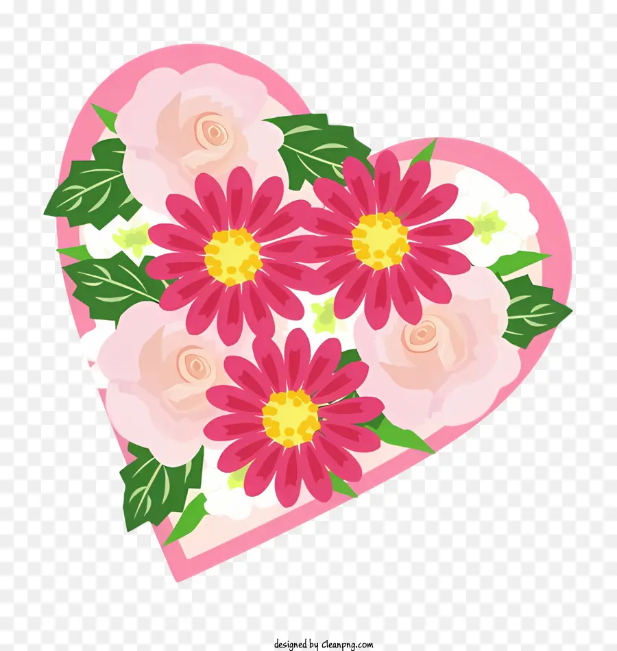 Fleurs Roses，Heartshaped Fleurs PNG