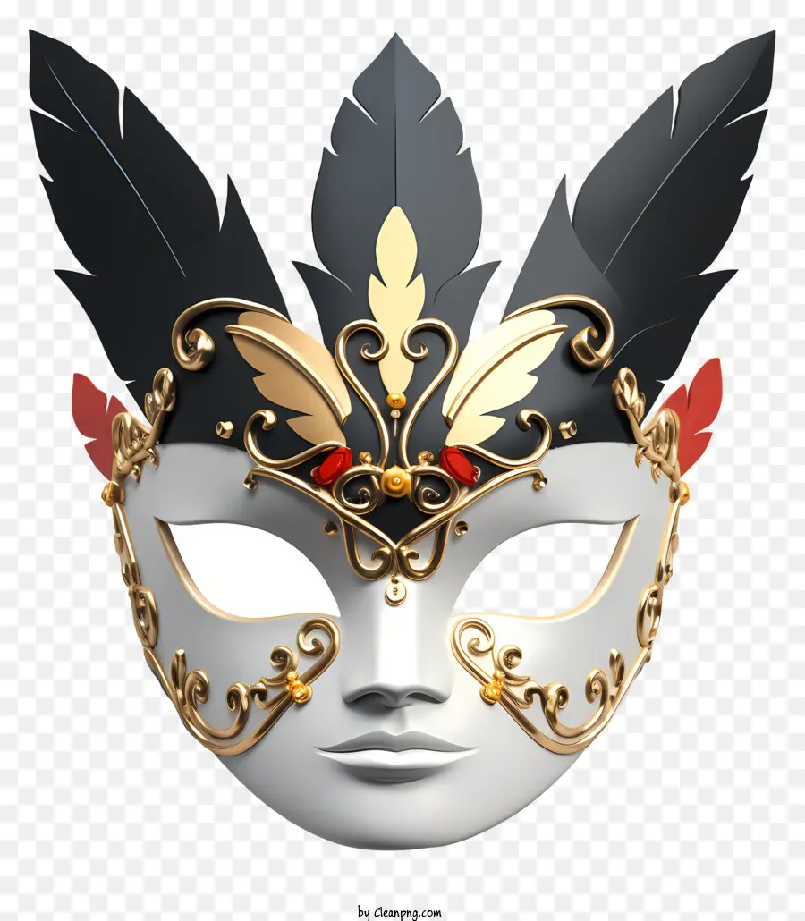 Masque De Mascarade De Style Réaliste，Noire Et Masque Blanc PNG