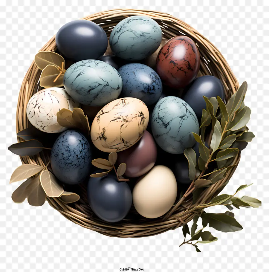 Oeufs De Pâques Dans Le Panier，Panier Tissé PNG