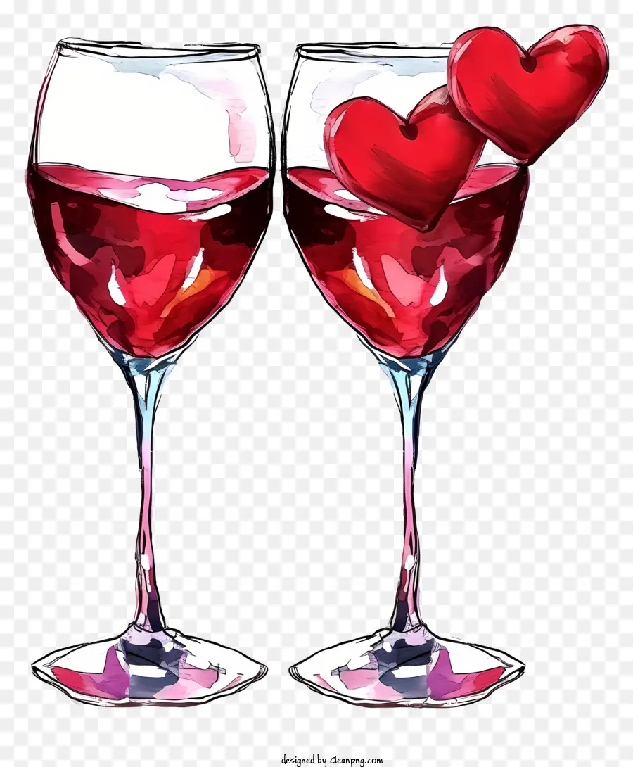 Verres à Vin De La Saint Valentin Art Vectoriel Simpliste，Verres à Vin PNG