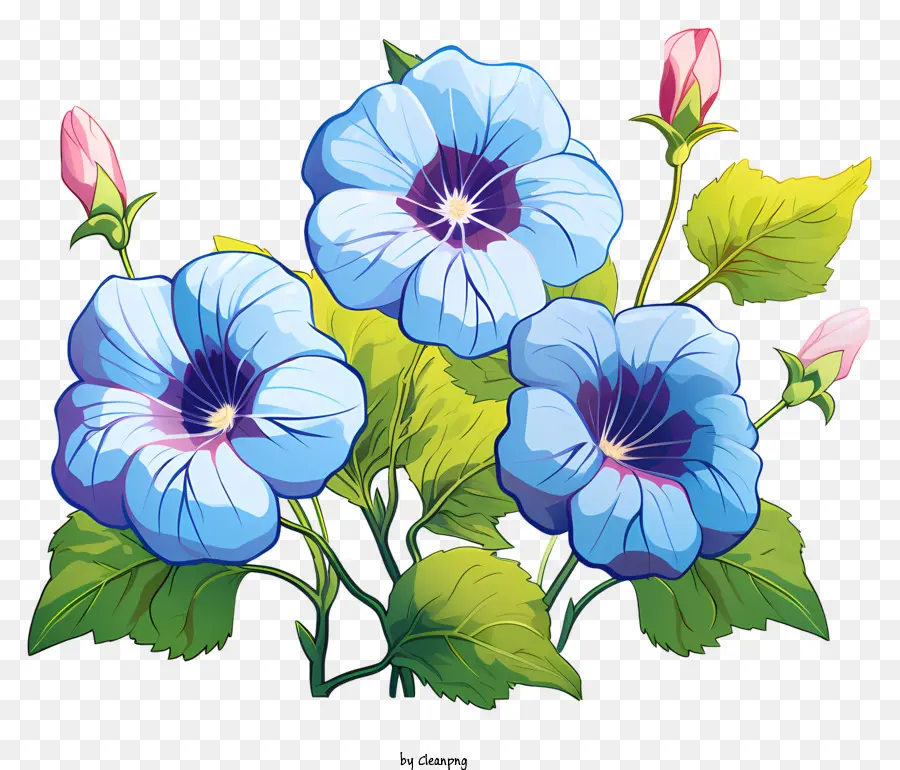 Fleur De Gloire Du Matin De Style Doodle，Pannes Bleues PNG