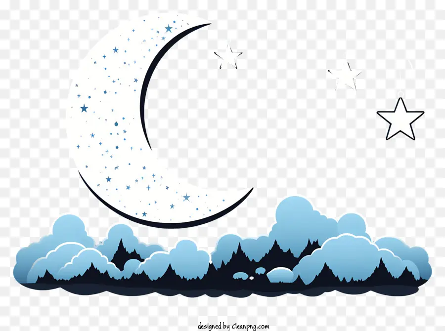 Sketch Style Moon And Star，Lune PNG