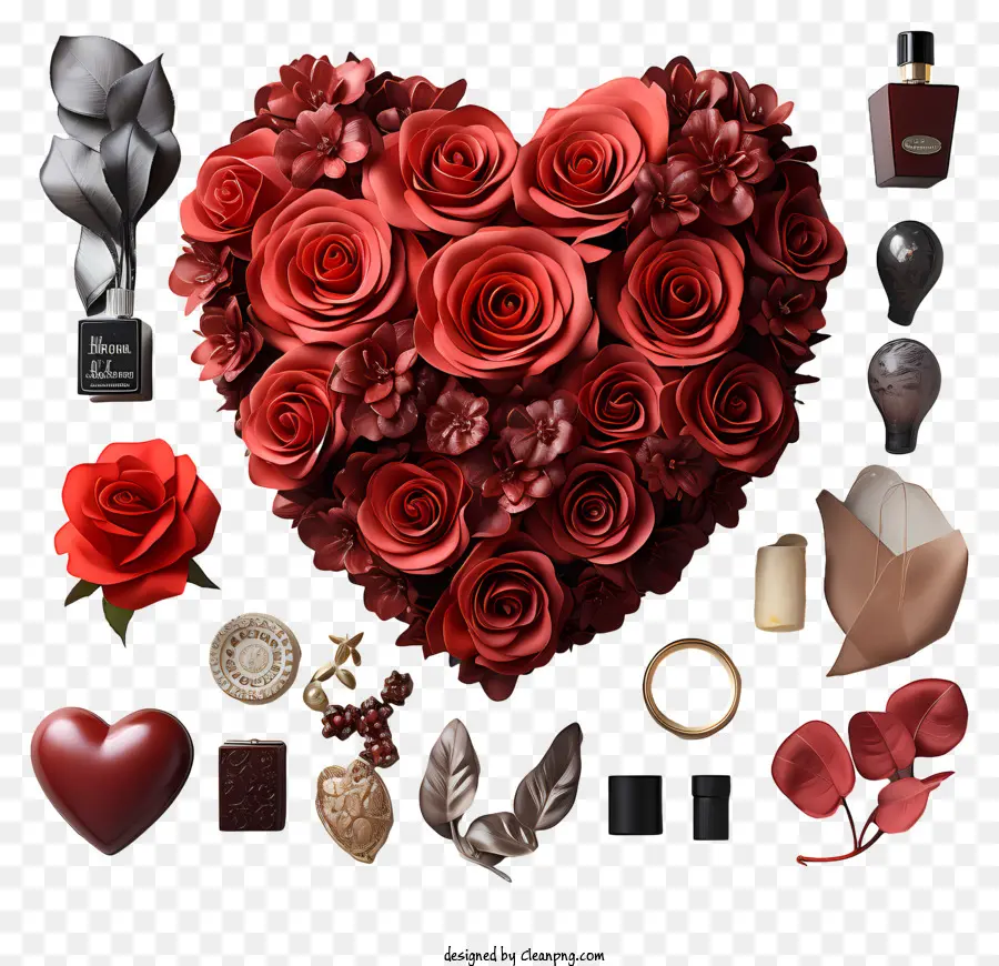 Le Jour De Valentines，Roses Heartshaped PNG